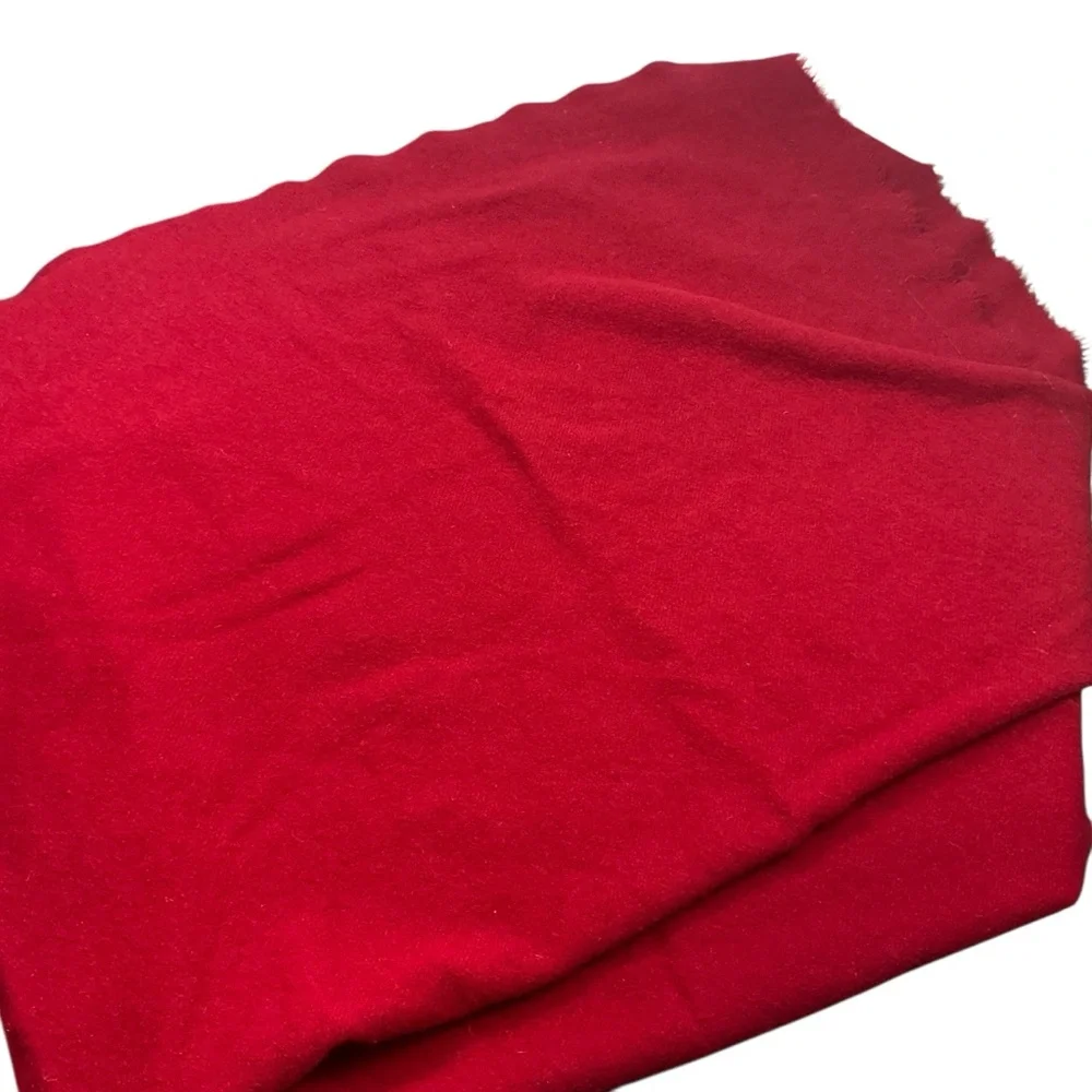 Vintage wool crimson blanket with fringe on each end 58 x 71